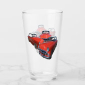  klassieke rode en witte auto's, glas (Voorkant)