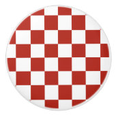 Klassieke rode en witte chequer keramische knop (Voorkant)