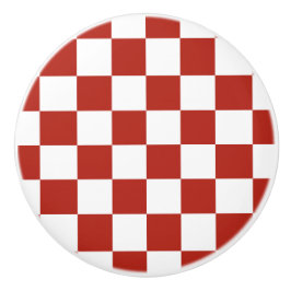 Klassieke rode en witte chequer keramische knop