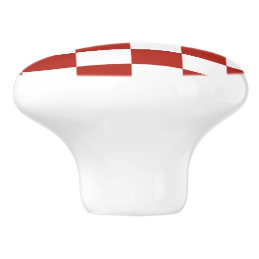 Klassieke rode en witte chequer keramische knop (Zijkant)