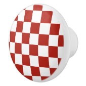 Klassieke rode en witte chequer keramische knop (Rechts)