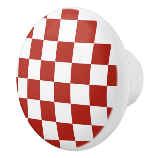 Klassieke rode en witte chequer keramische knop (Rechts)