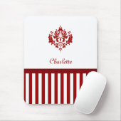 Klassieke rode en witte dasker met strepen en naam muismat (Met muis)