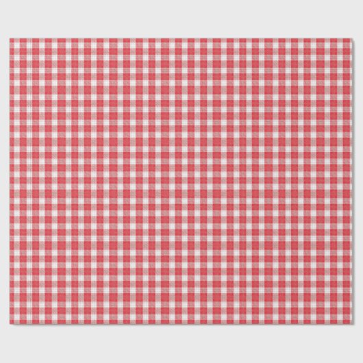 Klassieke Rode en Witte Gingham Geruite Picknick Cadeaupapier (Vlak)