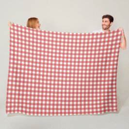 Klassieke Rode en Witte Gingham Picknick Fleece Deken