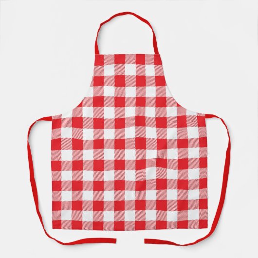 Klassieke rode en witte Gingham Plaid Chef's Schort (Voorkant)