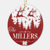 Klassieke rode en witte kerst aangepaste familiena keramisch ornament (Links)