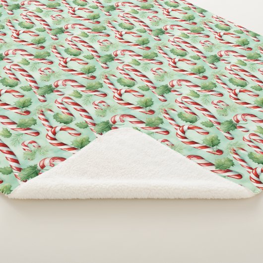 Klassieke rode en witte kerst snoepriet sherpa deken (3/4)