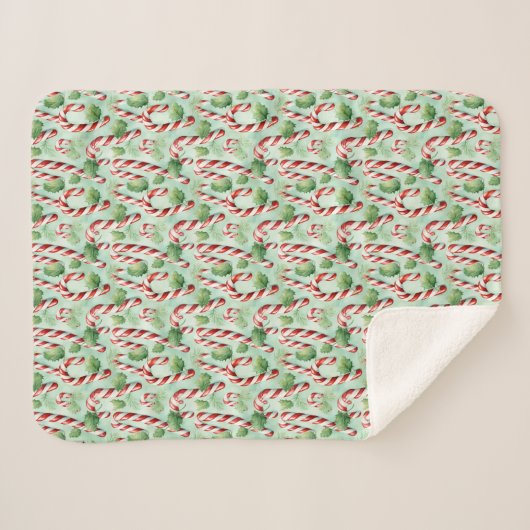 Klassieke rode en witte kerst snoepriet sherpa deken (Voorkant (horizontaal))