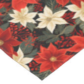 Klassieke rode en witte Poinsettia Kerstmis Tafelkleed (Gekanteld)