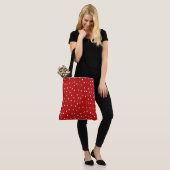 Klassieke rode en witte pooldots tote bag (Op model)