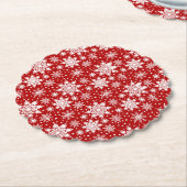 Klassieke rode en witte sneeuwvlok naadloos patroo kartonnen onderzetters (Gekanteld)