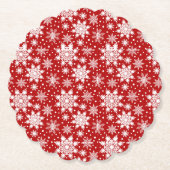 Klassieke rode en witte sneeuwvlok naadloos patroo kartonnen onderzetters (Voorkant)