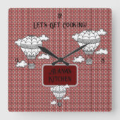 Klassieke rode en witte Tartan Vierkante Klok (Voorkant)