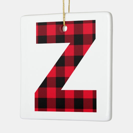 Klassieke rode en zwarte Buffalo Check Z Monogram Keramisch Ornament (Links)