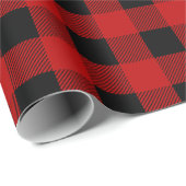 Klassieke rode en zwarte buffel gespeeld Kerstmis Cadeaupapier (Rol Hoek)