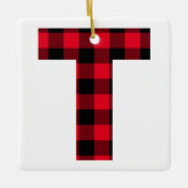 Klassieke rode en zwarte buffelcontrole T-monogram Keramisch Ornament (Voorkant)