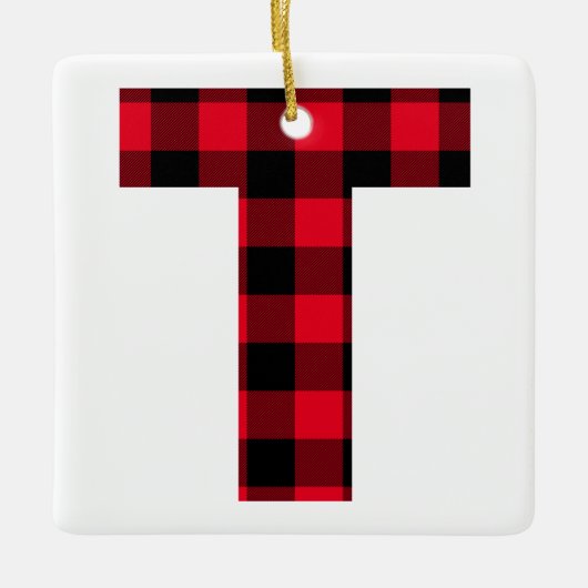 Klassieke rode en zwarte buffelcontrole T-monogram Keramisch Ornament (Voorkant)