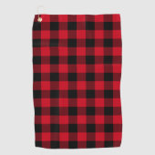 Klassieke rode en zwarte buffelpatroon golfhanddoek (Voorkant)