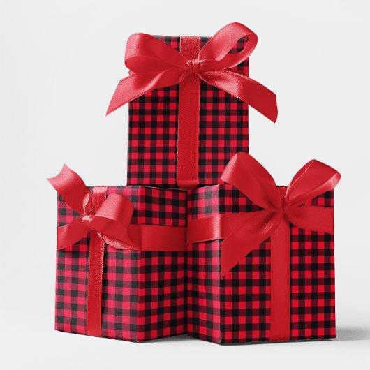 Klassieke rode en zwarte buffelplaat cadeaupapier