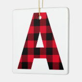 Klassieke rode en zwarte buffelplaat Monogram A Keramisch Ornament (Links)