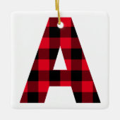 Klassieke rode en zwarte buffelplaat Monogram A Keramisch Ornament (Voorkant)