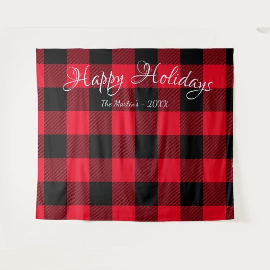 Klassieke rode en zwarte grote buffelfeestdag wandkleed (Voorkant (horizontaal))