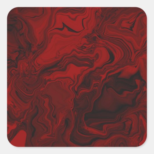 Klassieke rode en zwarte marmer vierkante sticker (Voorkant)