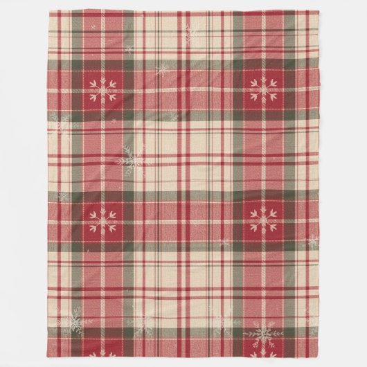 Klassieke Rode & Evergreen Tartan Vloerbedekking Fleece Deken (Voorkant)
