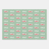 Klassieke Rode Firetruck Custom Firefighter Theme Inpakpapier Vel (Voorkant)