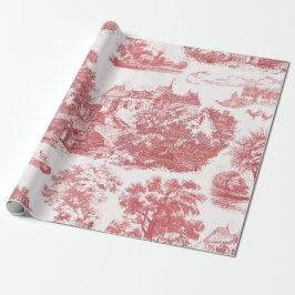 Klassieke  Rode Franse Chateau Country Toile Cadeaupapier