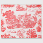 Klassieke rode Franse Country Toile Cadeaupapier (Vlak)