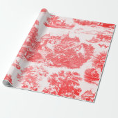 Klassieke rode  Franse Country Toile Cadeaupapier (Uitgerold)
