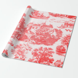 Klassieke rode  Franse Country Toile Cadeaupapier