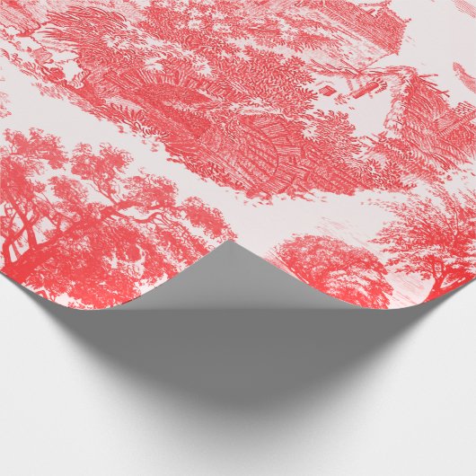 Klassieke rode  Franse Country Toile Cadeaupapier (Hoek)