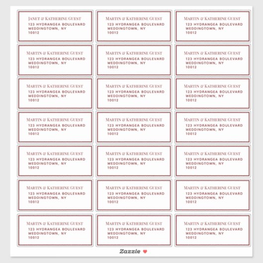 Klassieke rode gastenmailinglabels 21 per vel sticker (Vel)