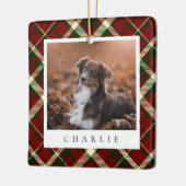 Klassieke rode, gepersonaliseerde foto van Pet Dog Keramisch Ornament (Links)