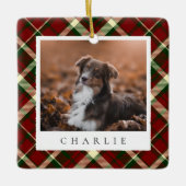 Klassieke rode, gepersonaliseerde foto van Pet Dog Keramisch Ornament (Voorkant)