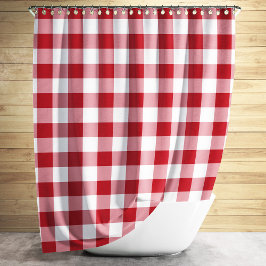 Klassieke rode geruite gingham douchegordijn
