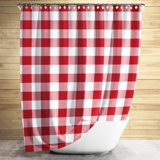 Klassieke rode geruite gingham douchegordijn