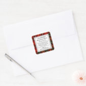 Klassieke rode geruite Holiday Simmer Pot Kit Vierkante Sticker (Envelop)