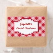 Klassieke rode geruite keukenlabels etiket (Insitu)