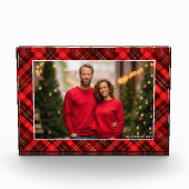 Klassieke rode geruite Tartan kerst familie Fotoblokken (Voorkant)