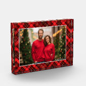 Klassieke rode geruite Tartan kerst familie Fotoblokken (Links)