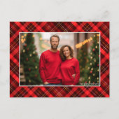 Klassieke rode geruite Tartan kerst foto Feestdagenkaart (Voorkant)