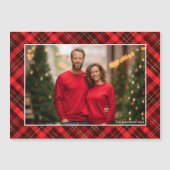 Klassieke rode geruite tartan kerstfoto-magneet (Voorkant)