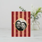 Klassieke rode gestreepte fotovakantietkaart folie feestdagen briefkaart (Staand Voorkant)