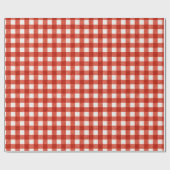 Klassieke Rode Gingham Gestreepte Kerstmis Cadeaupapier (Vlak)