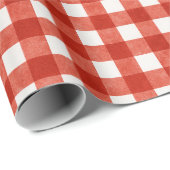 Klassieke Rode Gingham Gestreepte Kerstmis Cadeaupapier (Rol Hoek)