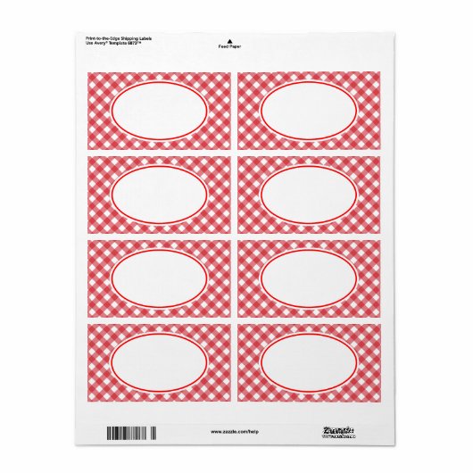 Klassieke Rode Gingham Kitchen Labels (Full Sheet)